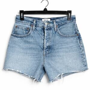 AGOLDE Riley Denim Shorts Size 27 High Rise Light Wash Raw Hem Organic Cotton